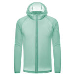 Parka pluie homme imperméable et légère, verte avec fermeture à zipper centrale