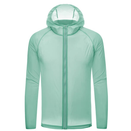 Parka pluie homme imperméable et légère, verte avec fermeture à zipper centrale