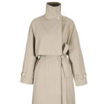Parka légère femme style trench beige avec ceinture et col montant