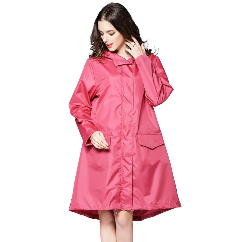 Parka cirée femme imperméable courte légère avec capuche - Rose