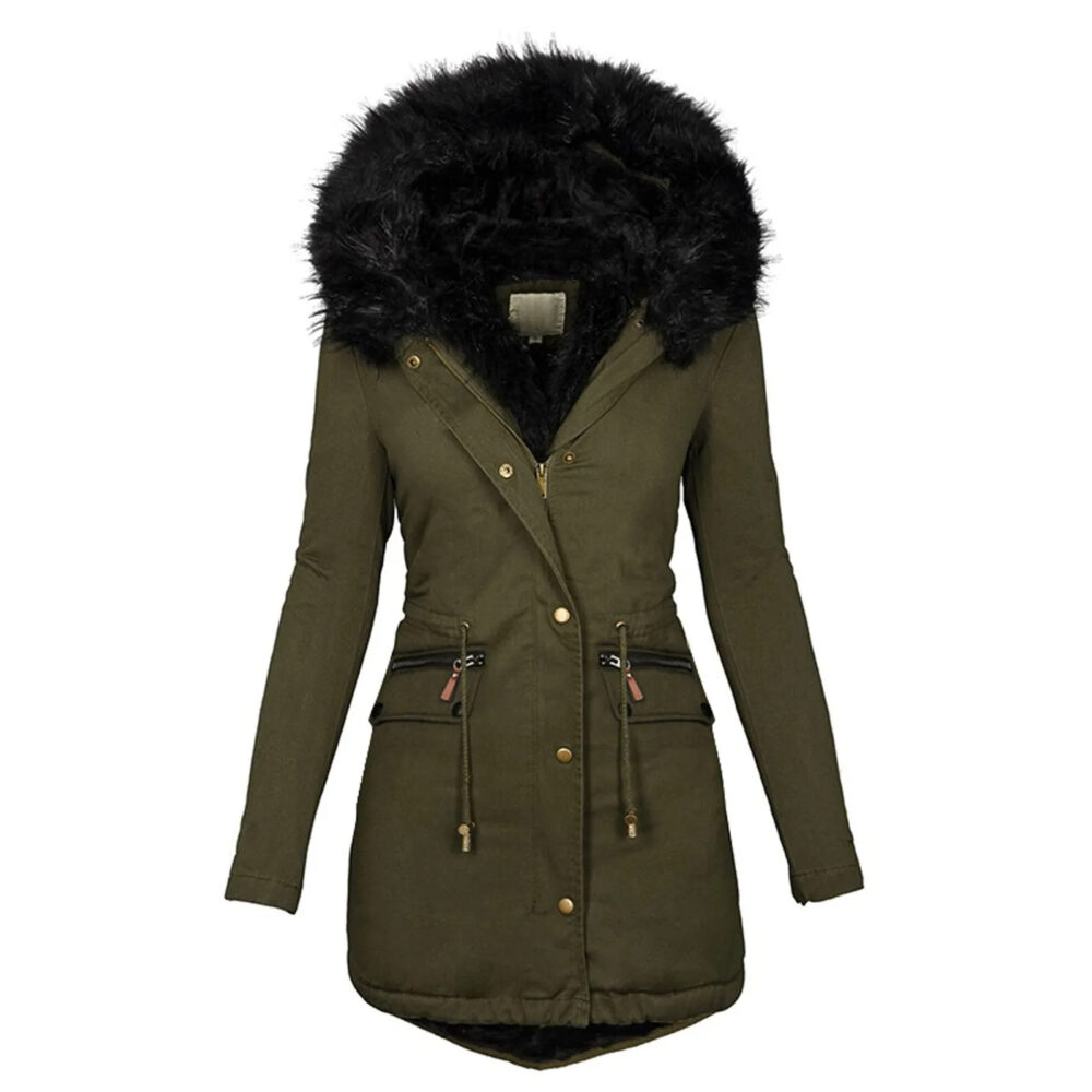 Parka doublée femme de style décontractée en coton Parka doublée femme de style décontractée en coton sur fond blanc
