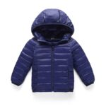 Parka doudou enfant bleu marine avec capuche.