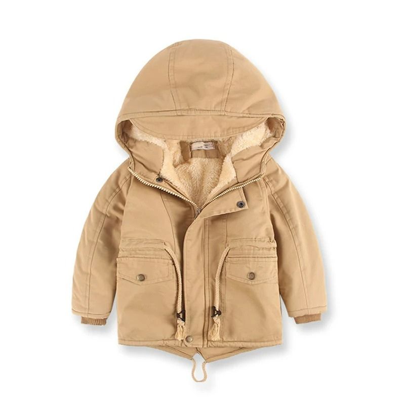 Parka enfant beige molletonnée à capuche
