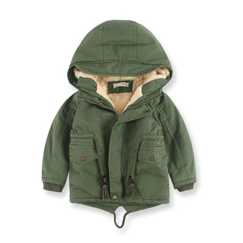 Parka enfant bleue molletonnée à capuche