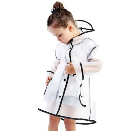 fille portant une Parka fille imperméable transparente avec capuche