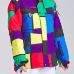 Parka fille sport d'hiver multicolore moderne