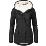 Parka fourrée femme noire avec capuche