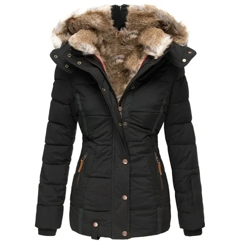 Parka hiver femme de style décontracté avec capuche Parka hiver femme de style décontracté avec capuche sur fond blanc
