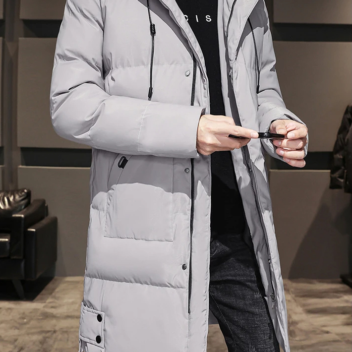 Parka hiver homme effet matelassé gris avec capuche