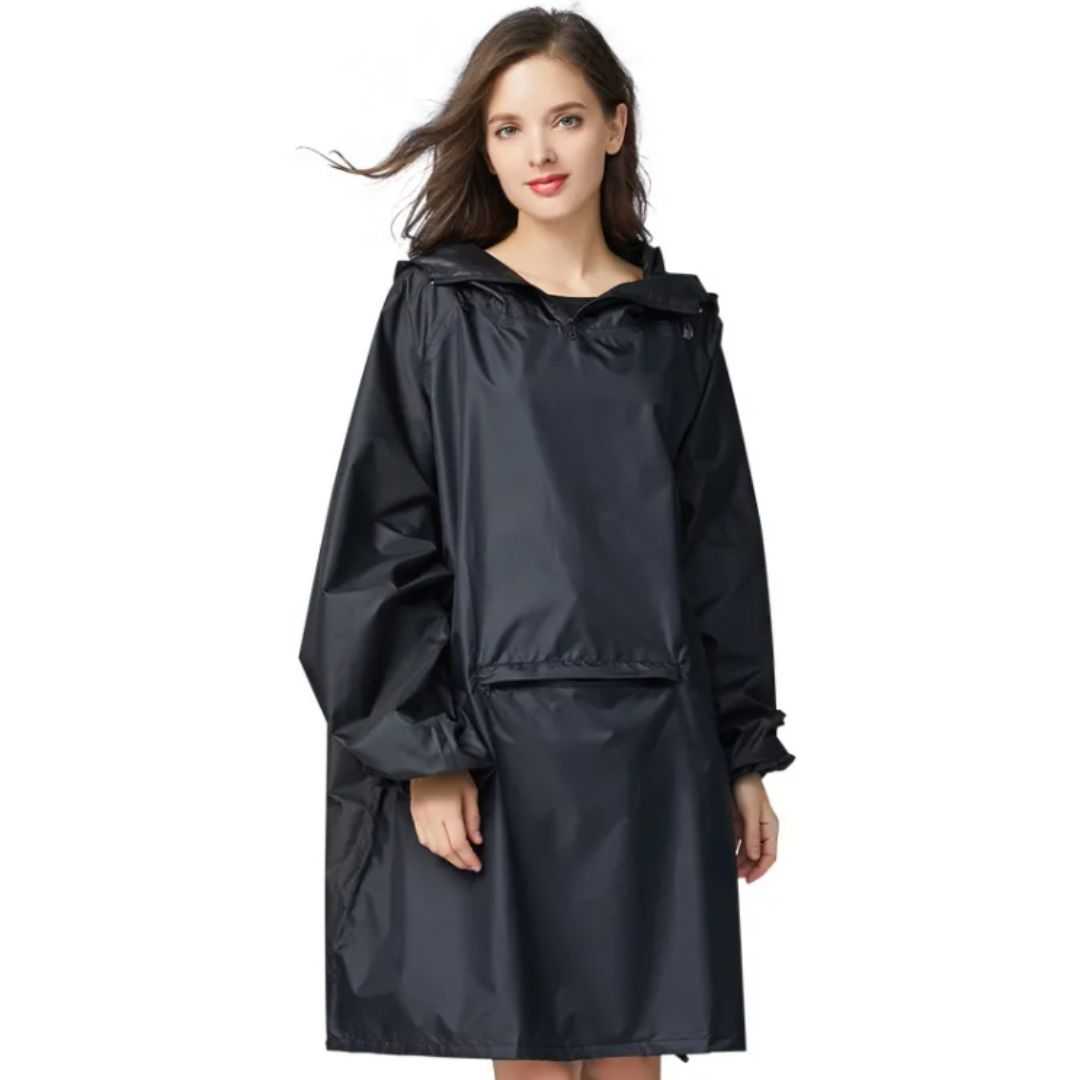 Parka légère femme type poncho à capuche imperméable