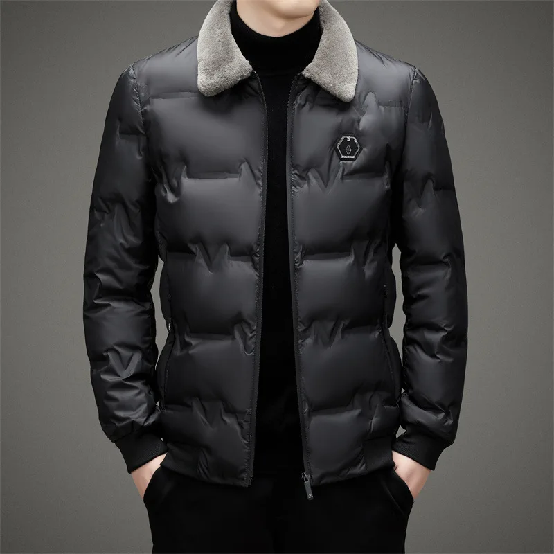 Parka légère homme avec col à revers en polaire Parka légère homme avec col à revers en polaire, effet matelassé, de couleur noire
