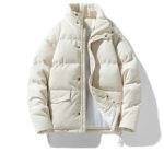 Parka matelassée homme avec col haut et blanc, avec 2 grandes poches latérales