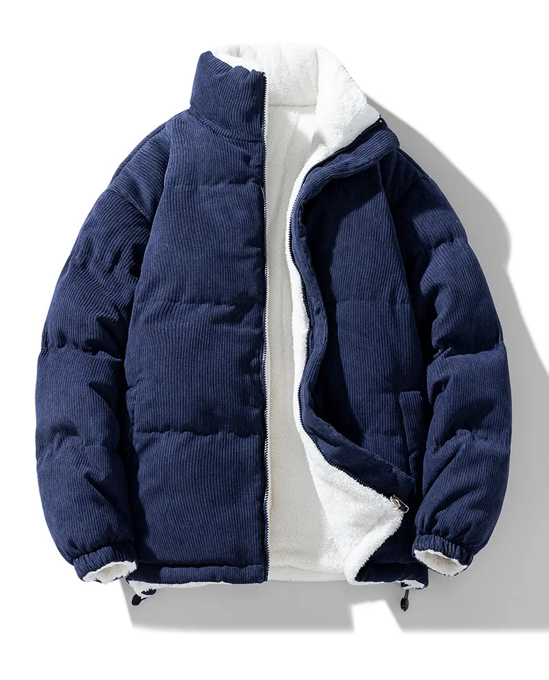 Parka reversible femme bleu et blanche fourrée