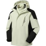 Parka ski coupe-vent avec capuche détachable sur fond blanc