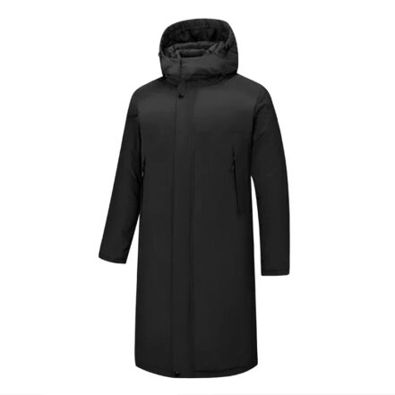Parka foot homme noire et imperméable sur fond blanc